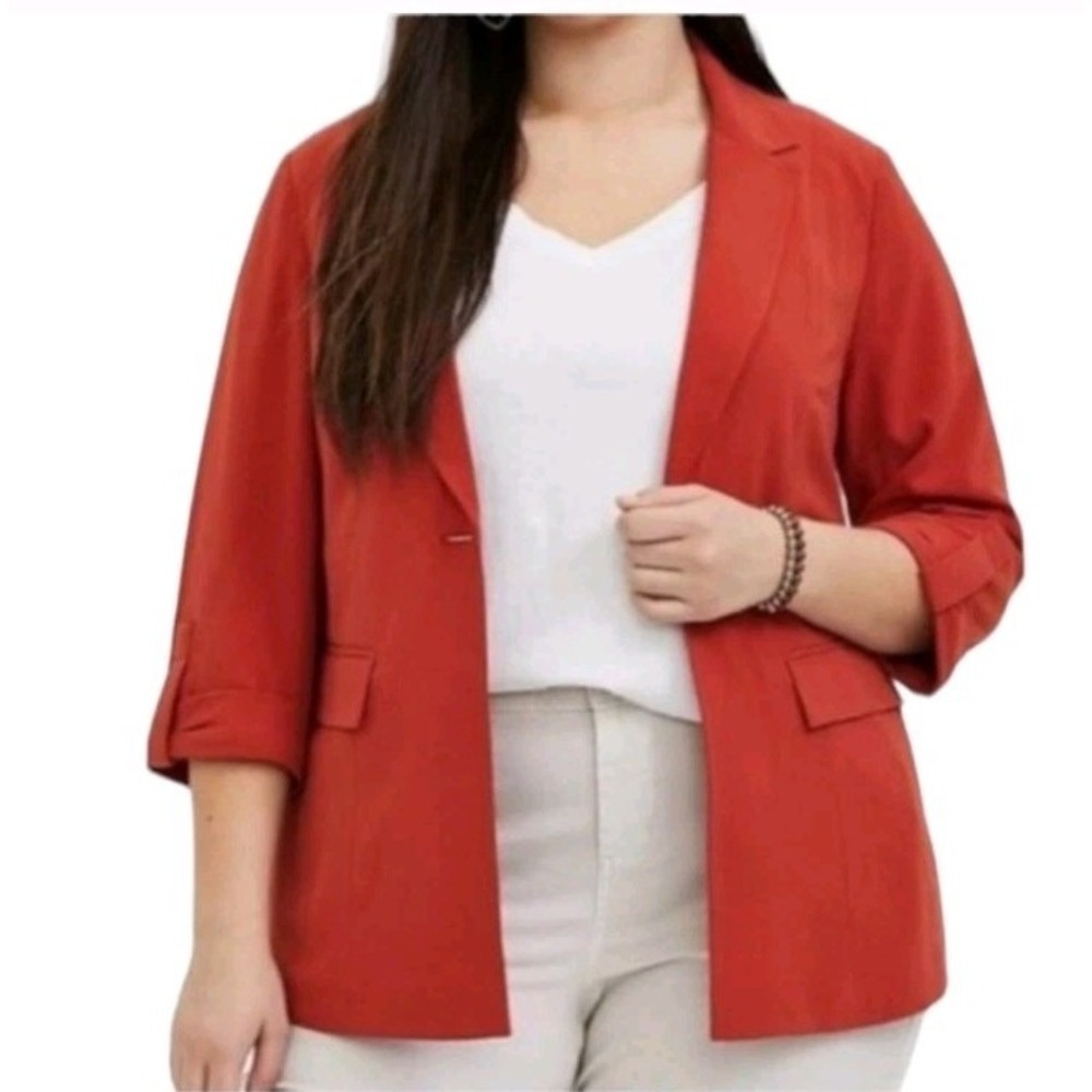 Torrid Burnt Orange One Button 3/4 Sleeve Dressy Essential Blazer Size 2X